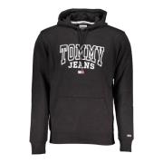 Zwarte hoodie met centrale zak en logoprint Tommy Hilfiger , Black , H...