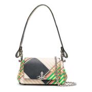 Boter Geel Tartan Leren Schoudertas Vivienne Westwood , Multicolor , D...