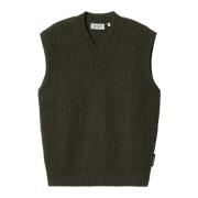 Donkergroene V-hals Wollen Vest Carhartt Wip , Green , Heren