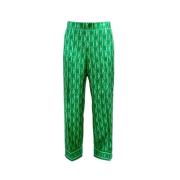 Zijden Rechte Pijp Initials Broek Groen Carolina Herrera , Green , Dam...