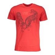 Rode T-shirt met korte mouwen en logo Cavalli Class , Red , Heren