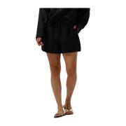 Zwarte Linnen Shorts Casual Stijl Selected Femme , Black , Dames