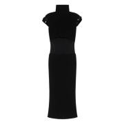 Gebreide Jurk met Hoge Kraag Sportmax , Black , Dames