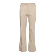 Flared Chino Broek in Veergrijs Kaffe , Beige , Dames