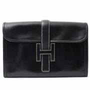 Pre-owned Leather clutches Hermès Vintage , Black , Dames