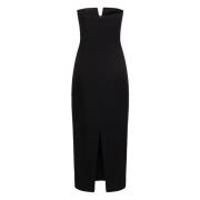 Elegante Strapless Wol Zijde Midi Jurk Roland Mouret , Black , Dames