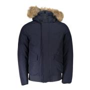 Blauwe Hoodie met Afneembare Bont Woolrich , Blue , Heren