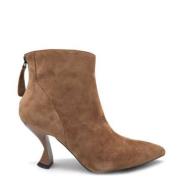 Suede Zip Back Leather Effect Heels Jeannot , Brown , Dames