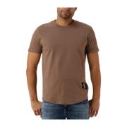 Heren Polo T-shirt Badge Mouw Calvin Klein , Brown , Heren