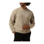 Hoge Textuur Sweater Heren Mode Calvin Klein , Beige , Heren