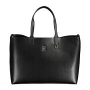 Zwarte Polyurethaan Handtas Tommy Hilfiger , Black , Dames