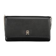 Zwarte Crossbody Kettingtas met Logo Tommy Hilfiger , Black , Dames