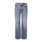 Geschaduwde Katoenen Vijf-Pocket Jeans Amish , Blue , Dames