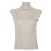 Turtle Neck Pearl Top Rick Owens , Beige , Dames