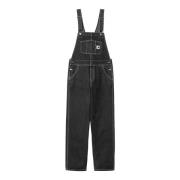 Zwarte Stone Washed Straight Salopette Carhartt Wip , Black , Dames