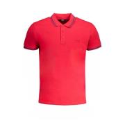 Rode Polo Met Korte Mouwen Geborduurd Logo Cavalli Class , Red , Heren