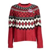 Rode Trui met Hoge Hals en Contrastdetails Desigual , Red , Dames