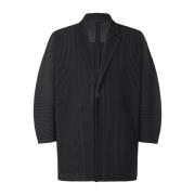 Zwarte Geplooide Lichtgewicht Jas met Revers Issey Miyake , Black , He...