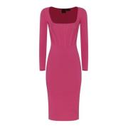 Fuchsia Square Neck Midi Jurk Pinko , Pink , Dames