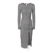 Geruite Midi Jurk met Zijsplit Patrizia Pepe , Gray , Dames