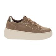 Leren Vetersneakers voor Dames Nerogiardini , Beige , Dames