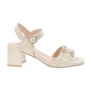 Leren sandalen voor vrouwen Nerogiardini , Beige , Dames