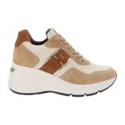 Leren Dames Sneakers Stijlvol Comfortabel Nerogiardini , Brown , Dames