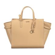 Beige Schoudertas met Contrastdetails Calvin Klein , Beige , Dames