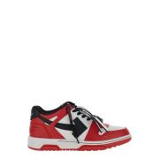 Rode Leren Sneakers Out of Office Off White , Red , Heren