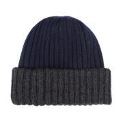 Blauwe Cashmere Beanie Hoed Fedeli , Blue , Heren