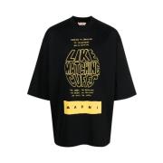 Slogan Print Katoenen T-Shirt Marni , Black , Heren