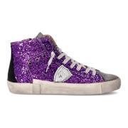 Glitter Paarse Tennisschoenen Vrouwen Philippe Model , Purple , Dames