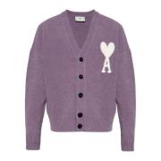 Cardigan met logo Ami Paris , Purple , Heren