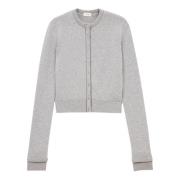 Grijze Trui met Satijnen Afwerking Saint Laurent , Gray , Dames