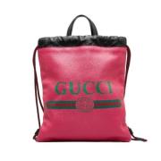 Pre-owned Leather backpacks Gucci Vintage , Pink , Dames