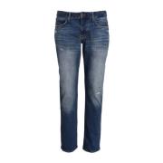 Blauwe Jeans met Distressed Effect Emporio Armani , Blue , Heren