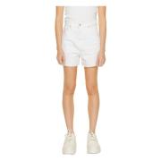 Witte Katoenen Dames Shorts Rits Knop Tommy Hilfiger , White , Dames