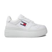 Stijlvolle bedrukte leren sneakers met rubberen zool Tommy Hilfiger , ...