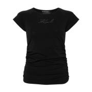 Zwarte Monogram Strass T-shirt Karl Lagerfeld , Black , Dames