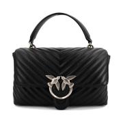 Gewatteerde leren tas met Chevron-patroon Pinko , Black , Dames