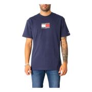 Blauw Bedrukt Langarm T-shirt Tommy Hilfiger , Blue , Heren