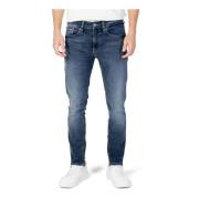 Blauw Katoenmix Rits Heren Denim Tommy Hilfiger , Blue , Heren