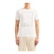 Katoenen Logo Relief T-shirt Armani Exchange , White , Heren