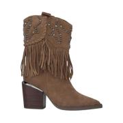 Studded Fringed Enkellaarzen Alma EN Pena , Brown , Dames