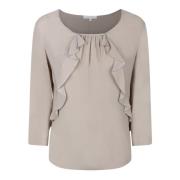 Beige Ruche Ronde Hals Blouse Patrizia Pepe , Brown , Dames