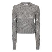 Gebreide Trui met Lange Mouwen Sportmax , Gray , Dames