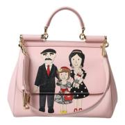 Chique Roze Sicily Leren Schoudertas Dolce & Gabbana , Pink , Dames