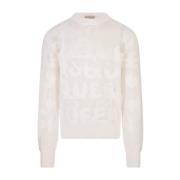 Witte Crew-Neck Sweater met Graffiti Patroon Alexander McQueen , White...