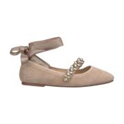 Platte ballerina met strik Alma EN Pena , Beige , Dames