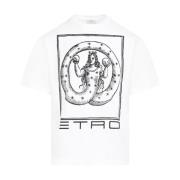 Wit Katoenen T-Shirt met Logo Print Etro , White , Heren